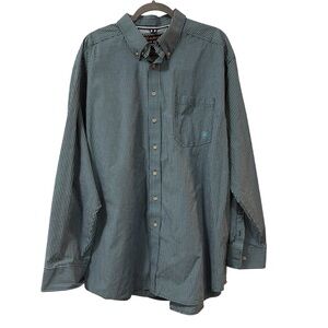 Ariat Pro Series plaid button down shirt western cowboy workwear blue checkered